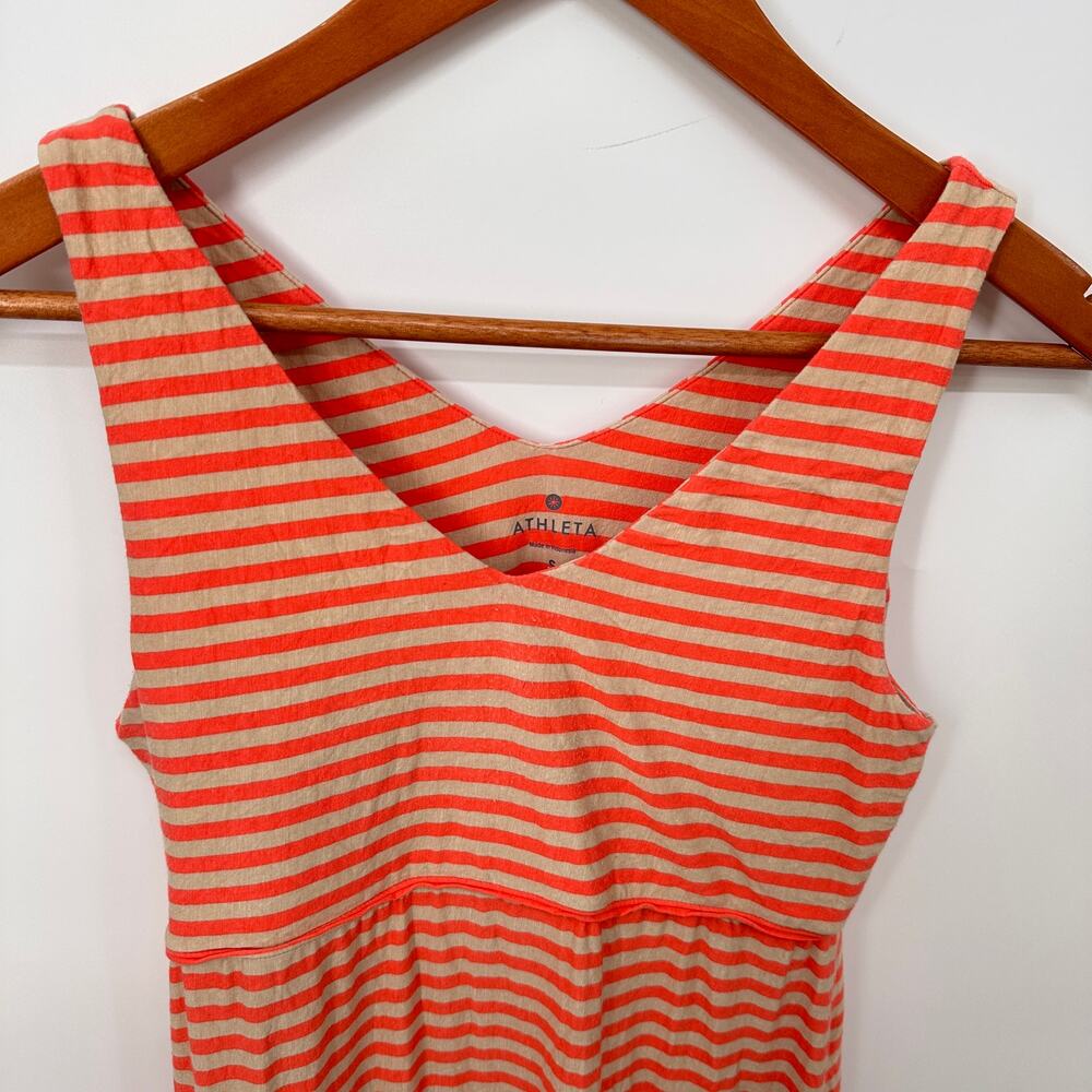 ATHLETA Santorini Striped Stretch Jersey V Neck Dress // S - Picture 2 of 7